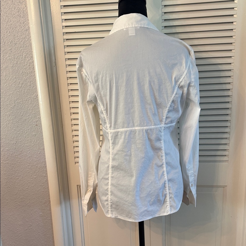 Charter Club White Button-Up Shirt with Subtle Ruffle - Picture 4 of 4